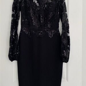 NWT Nicole Bakti Black Lace long sleeve pencil dress Formal Party Dress size 6